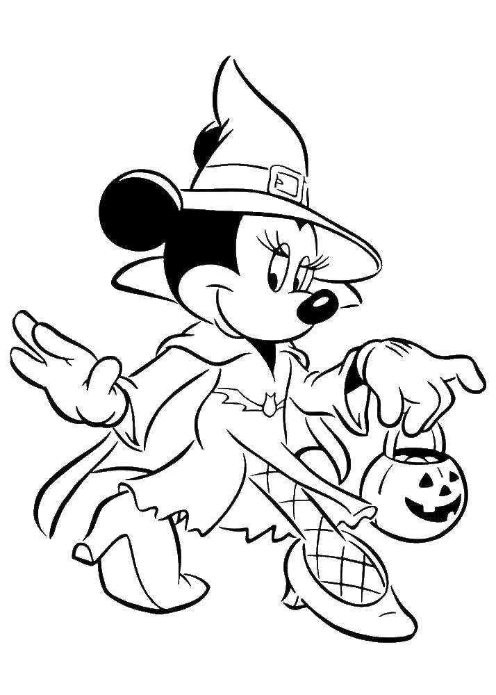Coloring Minnie mouse on Halloween. Category Mickey mouse. Tags:  Disney, Mickey Mouse, Minnie Mouse.