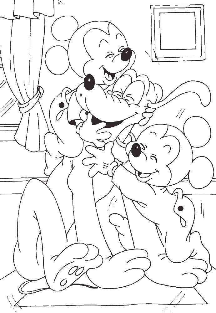Coloring Pluto and toddlers Mickey. Category Mickey mouse. Tags:  Disney, Mickey Mouse, Pluto.