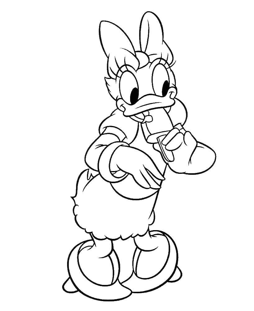 Coloring Webbigail is eating a Popsicle. Category Disney coloring pages. Tags:  Disney, Ducktales, Webby.