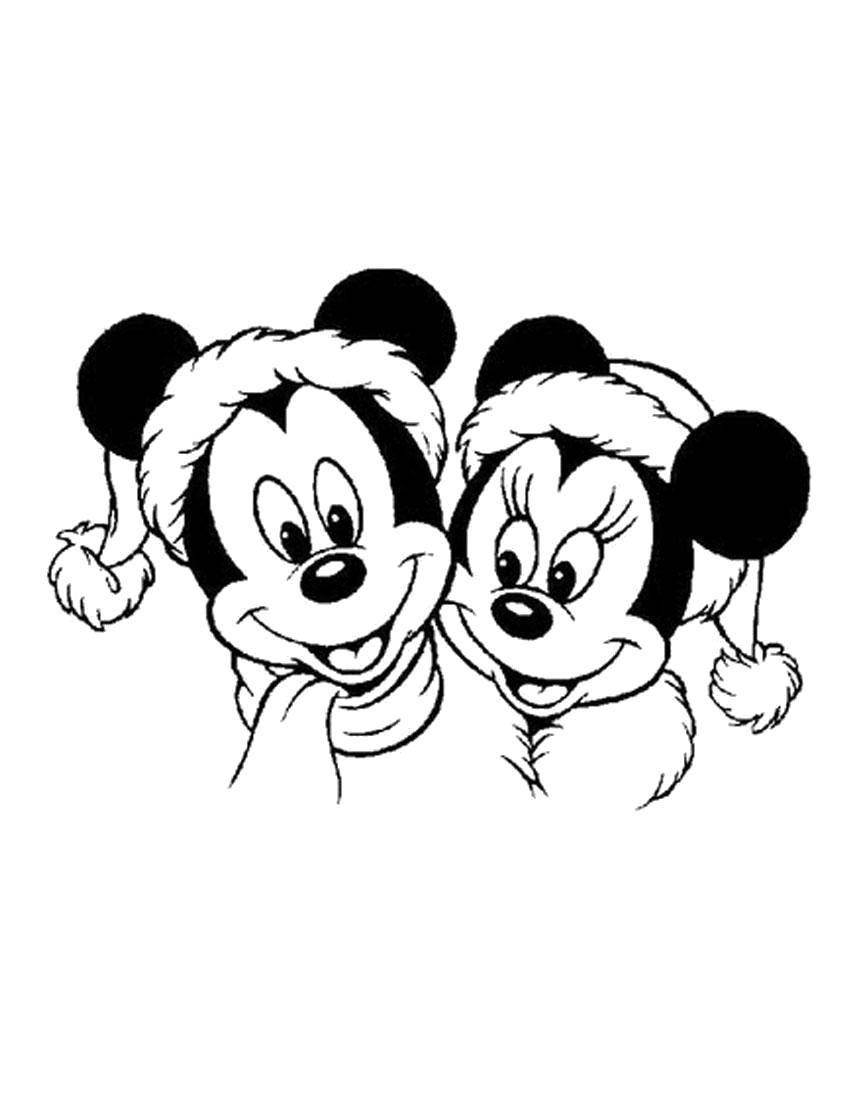Coloring Winter Mickey and Minnie. Category Mickey mouse. Tags:  Disney, Mickey Mouse, Minnie Mouse.