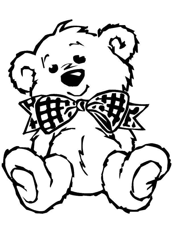 Название: Раскраска Медведь с бантиком. Категория: игрушка. Теги: Игрушка, медведь.