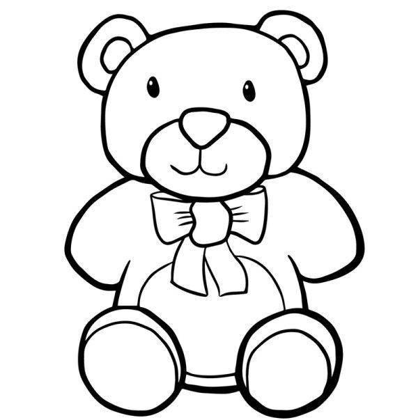 Название: Раскраска Медведь с бантом. Категория: игрушка. Теги: Игрушка, медведь.