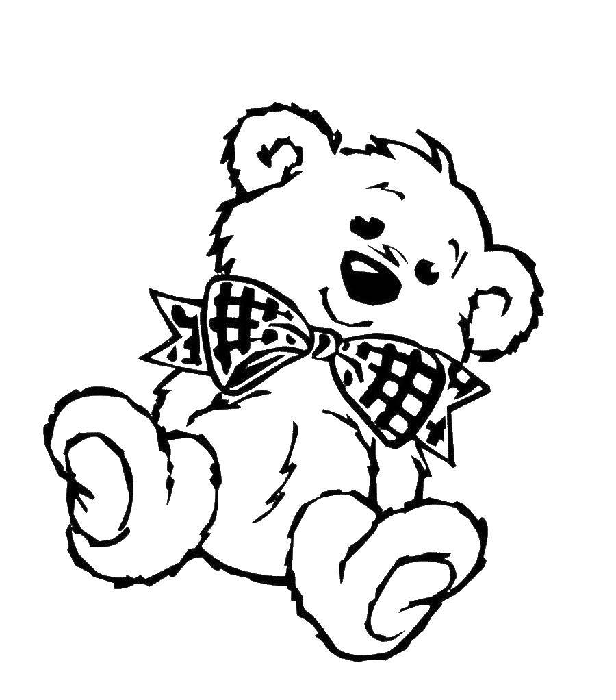 Название: Раскраска Медвежонок с бантиком. Категория: игрушки. Теги: Игрушка, медведь.