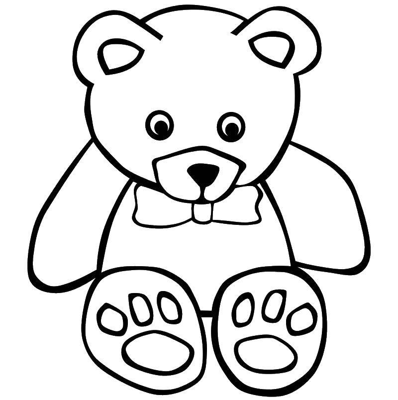Название: Раскраска Медвежонок с бантиком. Категория: игрушка. Теги: Игрушка, медведь.