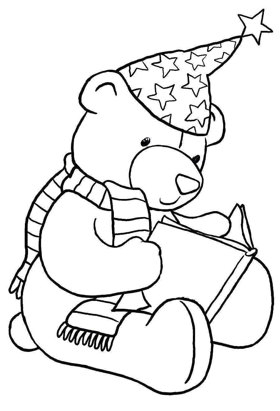 Coloring Bear with a book. Category toy. Tags:  Toy, bear.