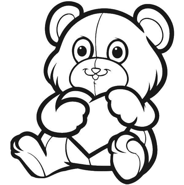 Coloring Bear with a heart. Category toy. Tags:  Toy, bear.