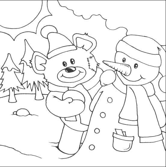 Название: Раскраска Мишка тедди лепит снеговика. Категория: мишки тедди. Теги: Мишка Тедди.