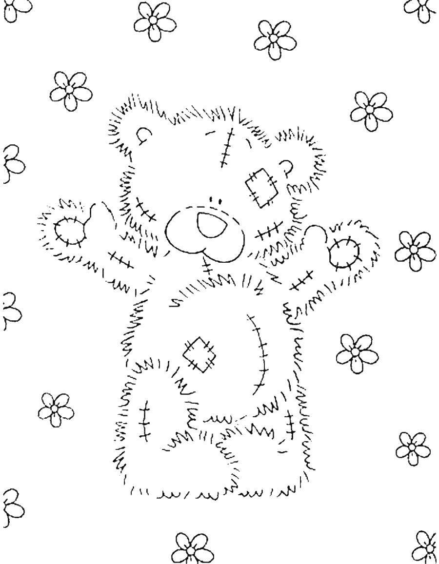 Coloring Teddy bear in flowers. Category Teddy bear. Tags:  Teddy Bear.