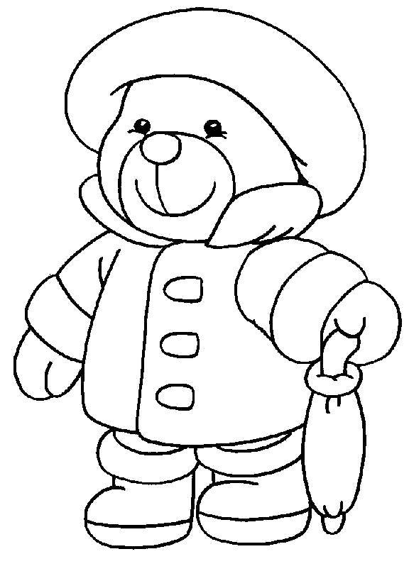 Coloring Bear is warmly dressed. Category Animals. Tags:  Animals, bear.