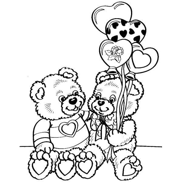 Coloring Bears with balloons. Category toys. Tags:  Toy, bear.