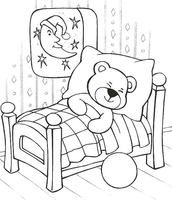 Название: Раскраска Спящий мишка. Категория: игрушка. Теги: Игрушка, медведь.