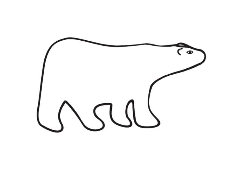 Название: Раскраска Белый медведь. Категория: простые раскраски. Теги: Животные, белый медведь.