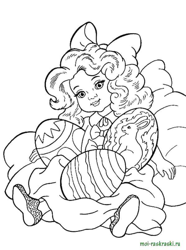 Coloring Doll. Category coloring pages for girls. Tags:  doll, Easter egg.