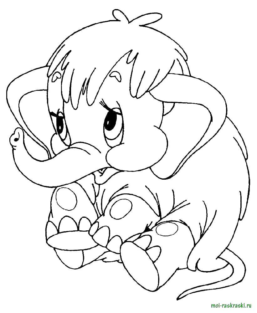 Coloring Mammoth. Category Cartoon character. Tags:  mammoth, .