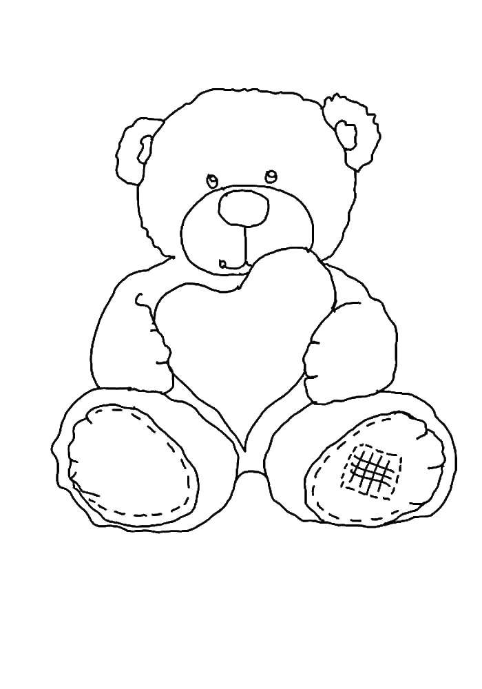 Coloring Teddy bear with a heart. Category Teddy bear. Tags:  Teddy Bear.