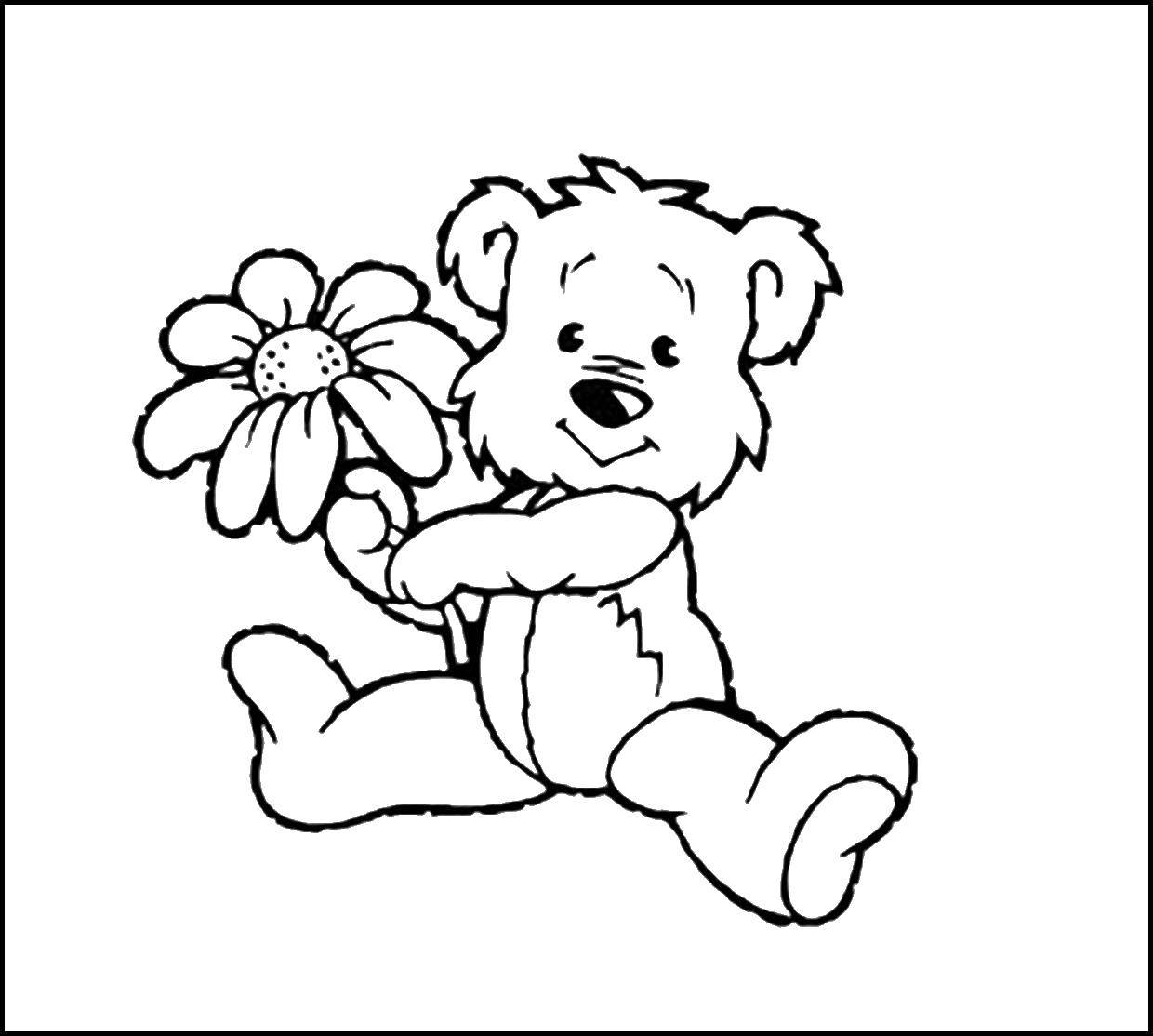 Опис: розмальовки  Мишко з квіточкою. Категорія: ведмедики з квітами. Теги:  Іграшка, ведмідь.