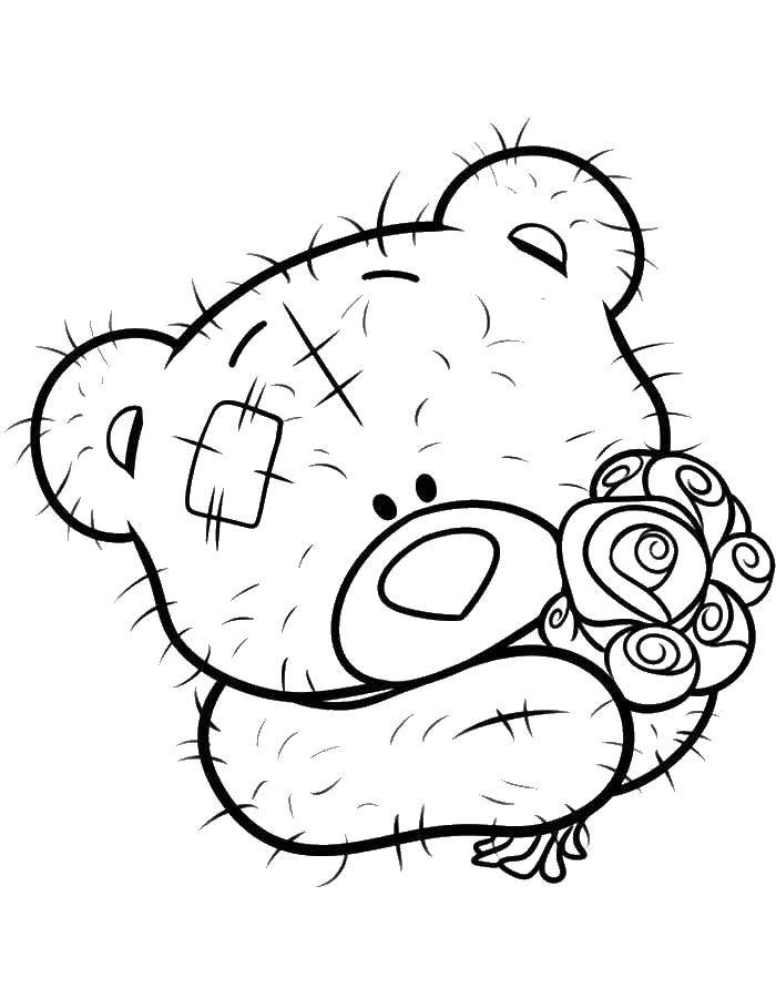 Опис: розмальовки  Ведмедик тедді з квіточками. Категорія: ведмедики тедді. Теги:  Ведмедик Тедді.