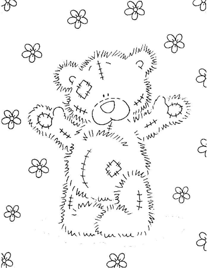Розмальовки  Ведмедик тедді. Завантажити розмальовку Ведмедик Тедді.  Роздрукувати ,ведмедики тедді,