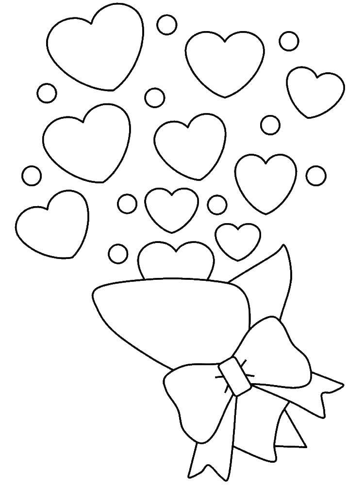 Название: Раскраска Букет сердечек. Категория: Сердечки. Теги: Сердечко,  любовь.