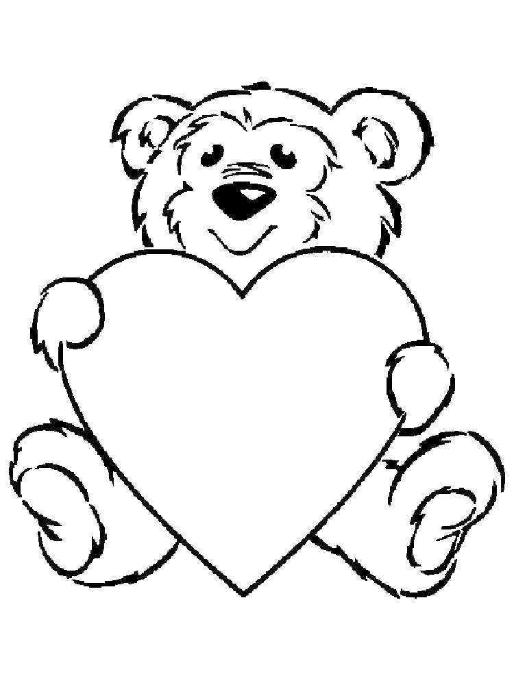 Название: Раскраска Медведь с сердечком. Категория: игрушка. Теги: Игрушка, медведь.