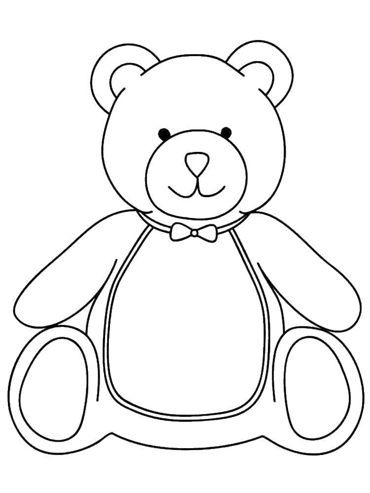 Coloring Bear with a bow. Category toy. Tags:  Toy, bear.