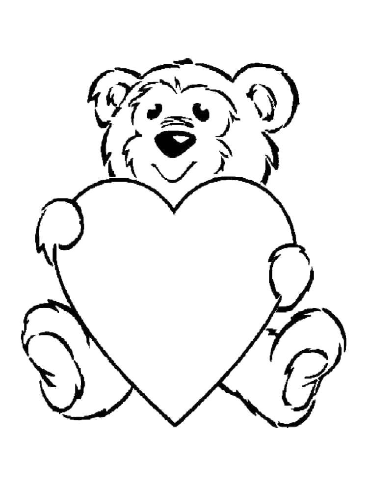 Coloring Bear with heart. Category toys. Tags:  Toy, bear.
