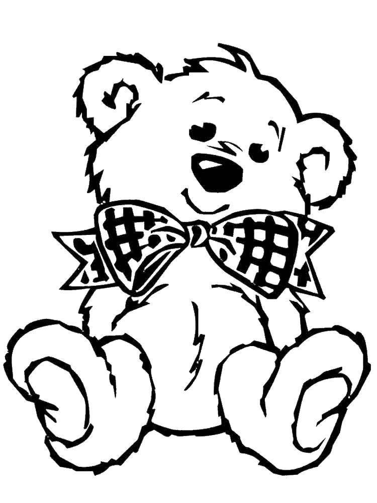 Coloring Bear with a bow. Category toy. Tags:  Toy, bear.