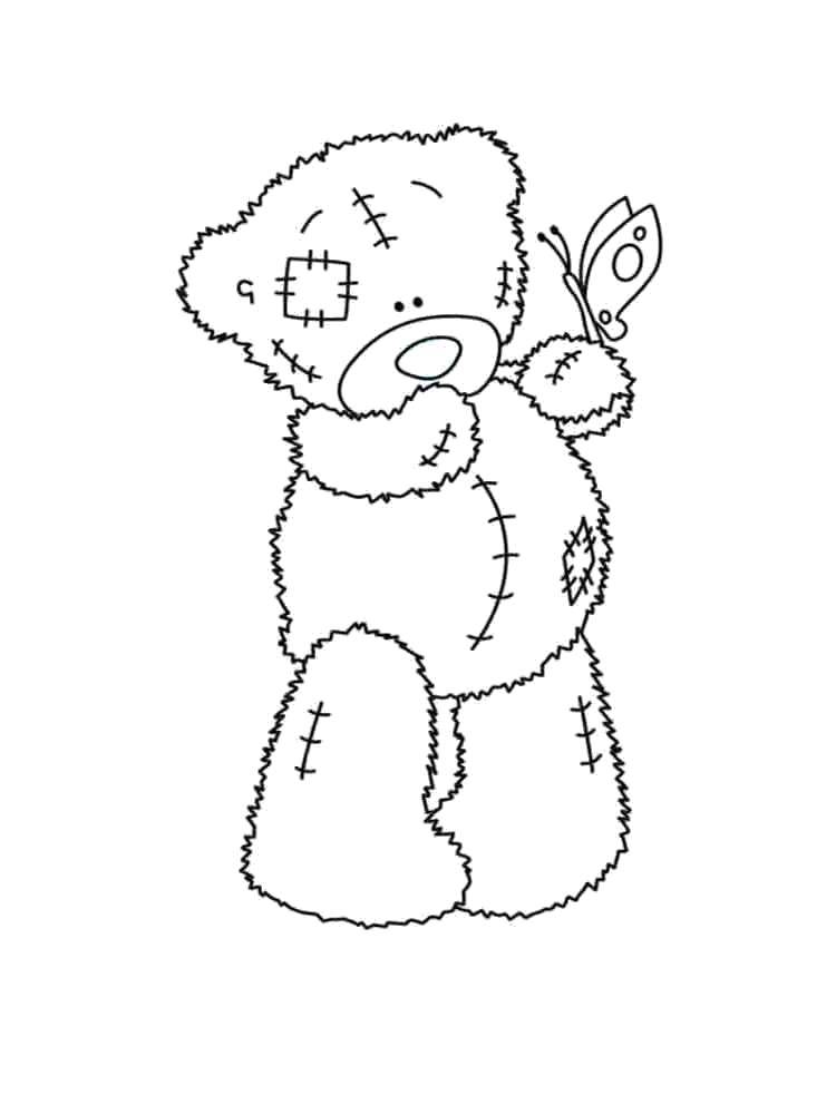 Coloring Teddy bear with butterfly. Category Teddy bear. Tags:  Teddy Bear.