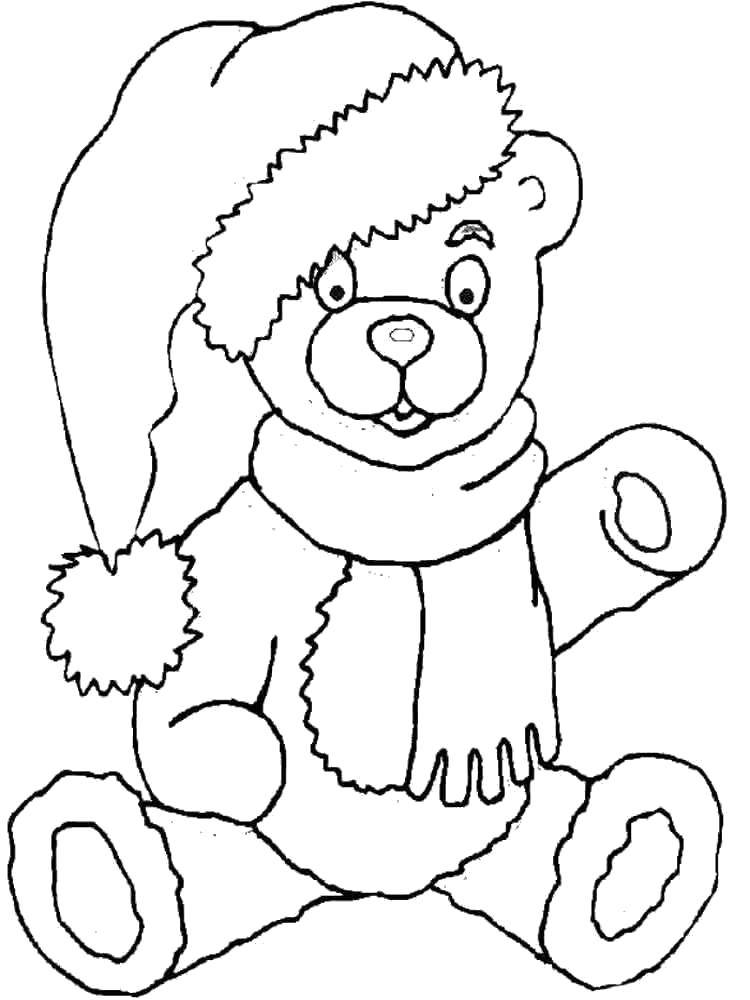 Название: Раскраска Мишка в шапочке. Категория: игрушки. Теги: Игрушка, медведь.
