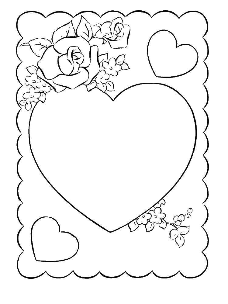 Название: Раскраска Открытка ко дню влюблённых. Категория: день святого валентина. Теги: День Святого Валентина, любовь, сердце.