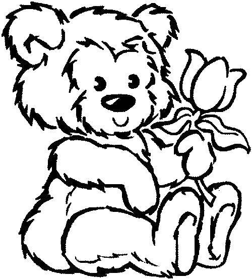 Название: Раскраска Плюшевый медведь. Категория: мишки с цветами. Теги: Игрушка, медведь.