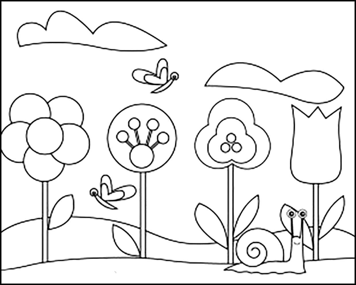 Coloring Flowers. Category Coloring pages for kids. Tags:  Flowers.