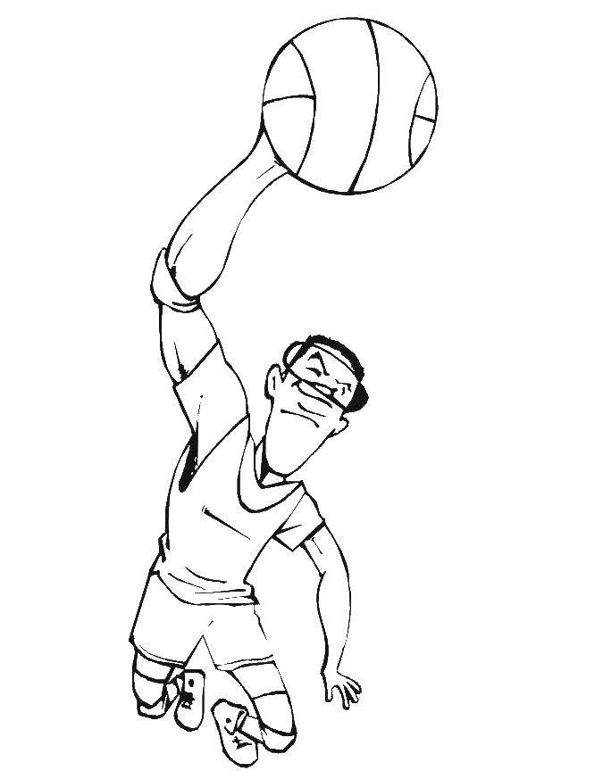 Coloring Basketball player throws the ball. Category sports. Tags:  Sports, basketball, ball, play.