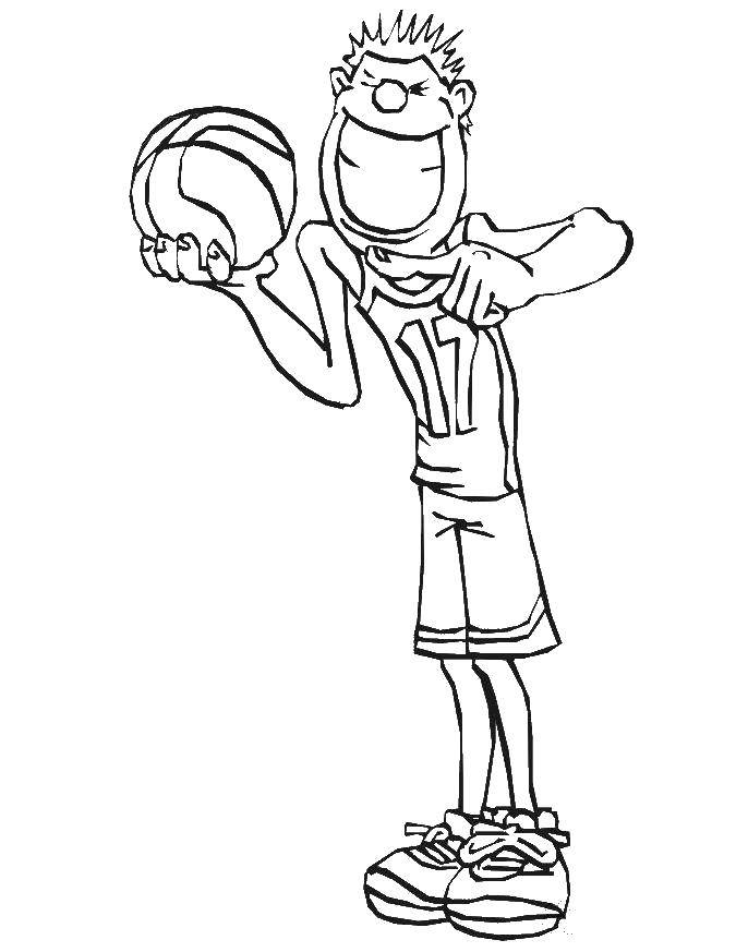 Coloring Basketball player. Category sports. Tags:  Sports, basketball, ball, play.