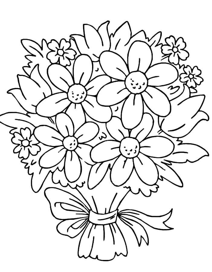 Название: Раскраска Букет из чудесных цветов. Категория: цветы. Теги: Цветы, букет.