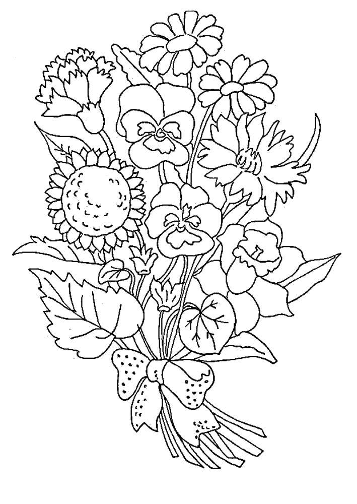 Coloring A bouquet of different flowers. Category flowers. Tags:  Flowers, bouquet.