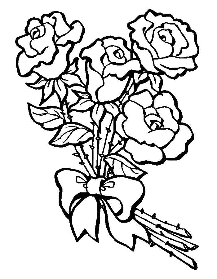 Название: Раскраска Букет роз. Категория: цветы. Теги: Цветы, розы.