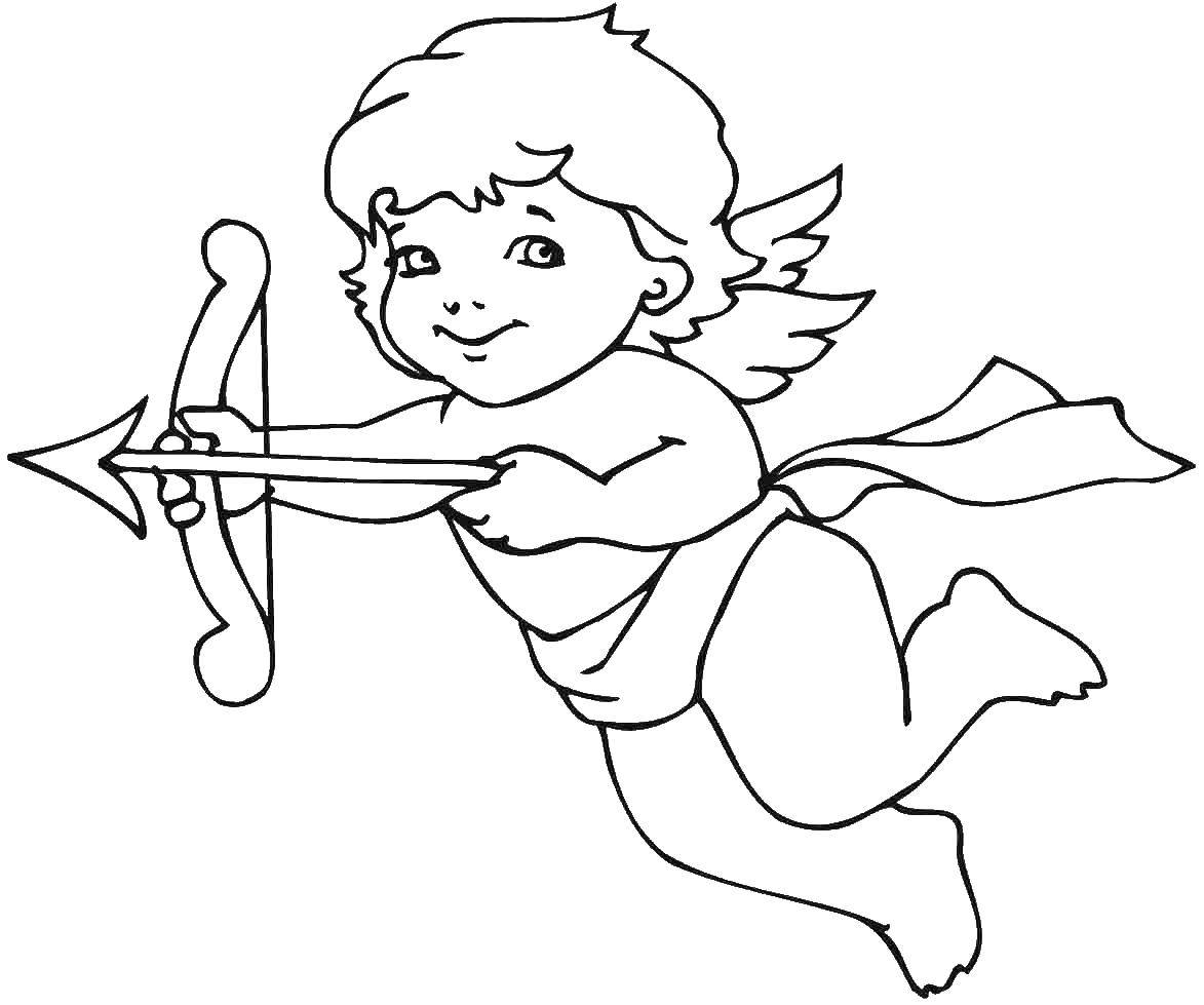 Coloring Cupid sends his arrow. Category Valentines day. Tags:  Valentines day, love, Cupid.