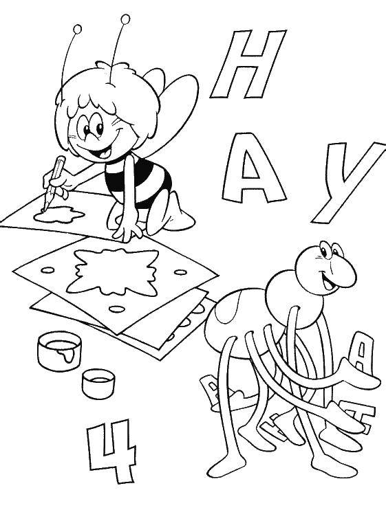 Coloring Cartoon Maya the bee. Category Cartoon character. Tags:  Cartoon character, Maya the Bee.