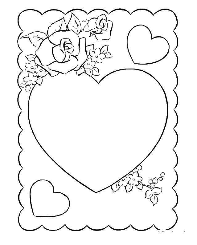 Coloring Открытка ко дню влюблённых. Category день святого валентина. Tags:  День Святого Валентина, любовь, сердце.