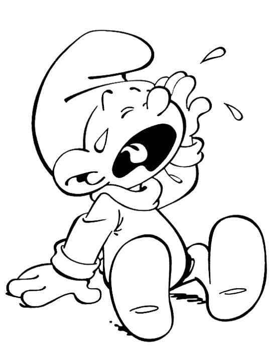 Coloring Crying smurf. Category Smurfs. Tags:  Cartoon character, Smurfs, fun.