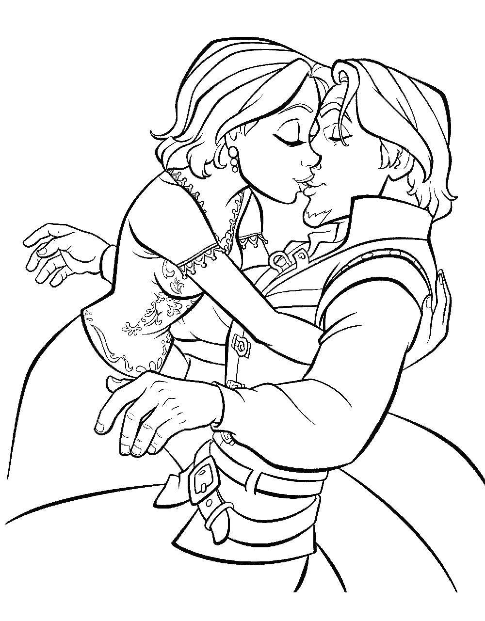 Coloring Rapunzel and her Prince. Category kissing. Tags:  Disney, Rapunzel.