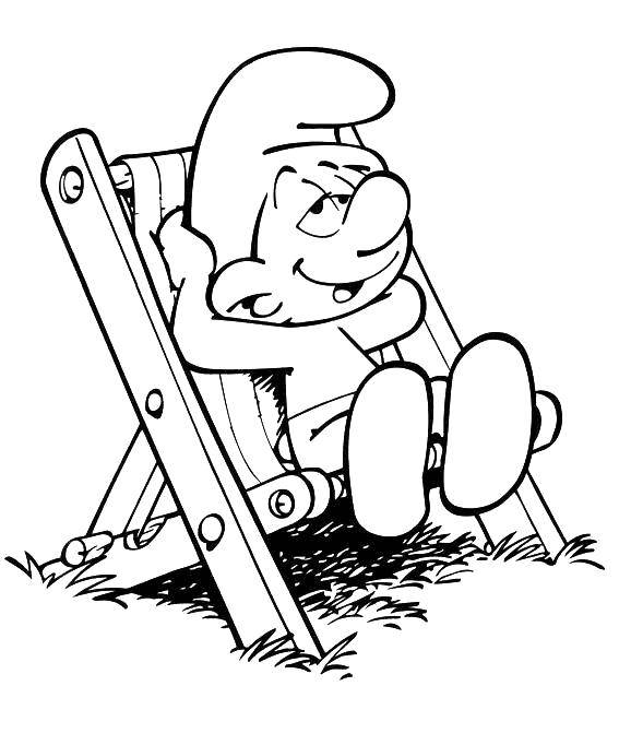 Coloring Smurf is resting. Category Cartoon character. Tags:  Cartoon character, Smurfs, fun.