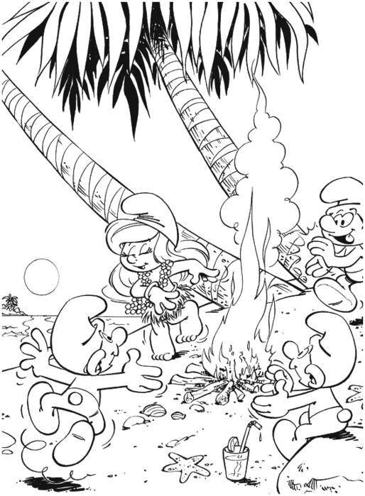 Coloring The Smurfs on ostroe. Category Cartoon character. Tags:  Cartoon character, Smurfs, fun.
