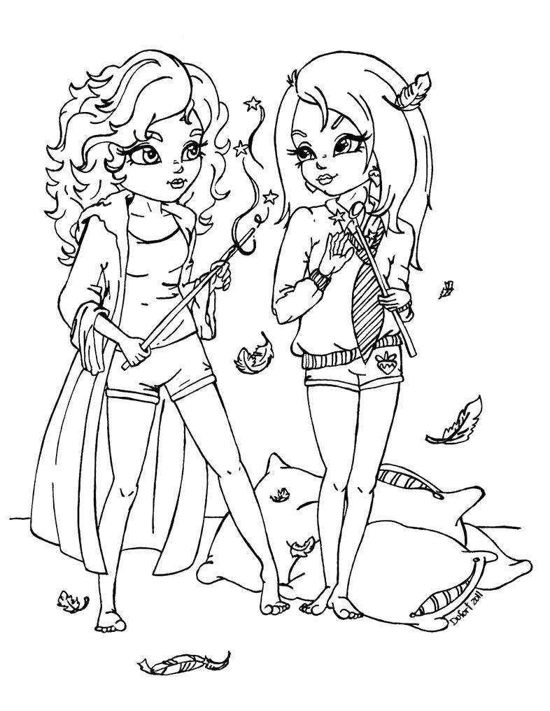 Coloring Fairies - girlfriends. Category coloring pages for girls. Tags:  Fairy, tale.