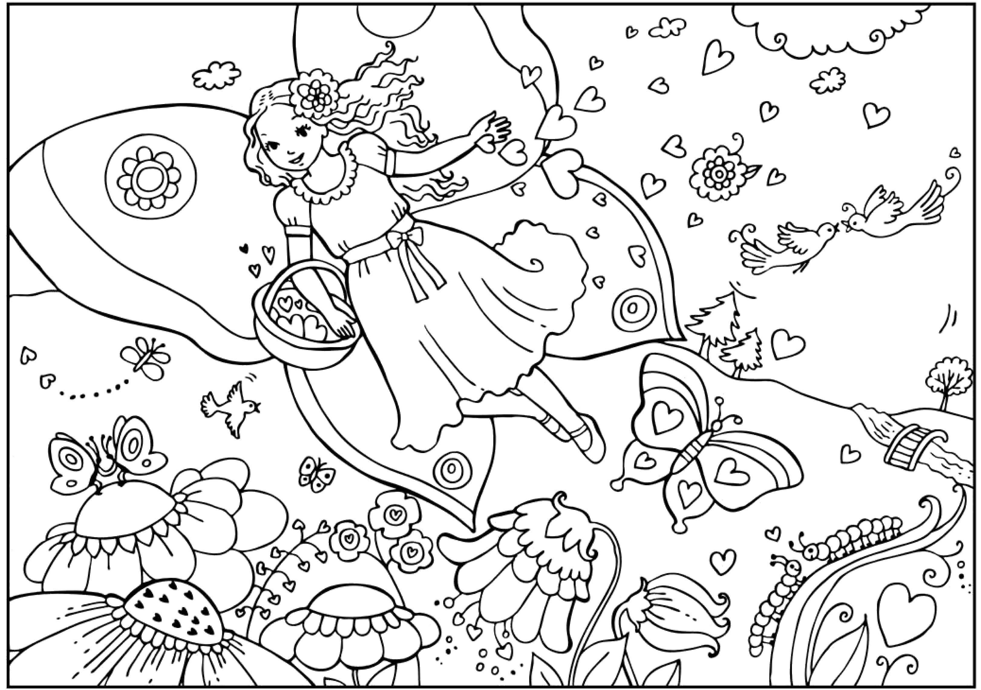 Coloring Fairy in the beautiful forest. Category fairies. Tags:  Fairy, forest, fairy tale.