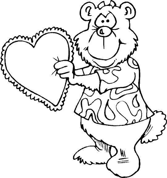 Coloring Bear with Valentine. Category Valentines day. Tags:  Valentines day, love, heart, Teddy bear.
