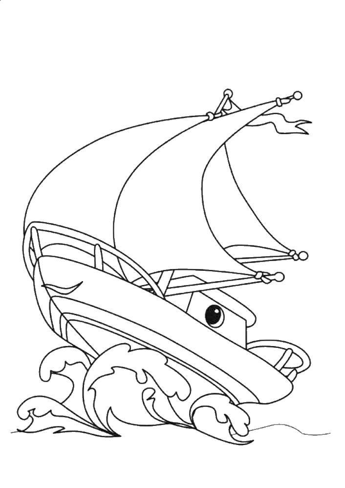 Coloring Sailing boat. Category ships. Tags:  the boat.