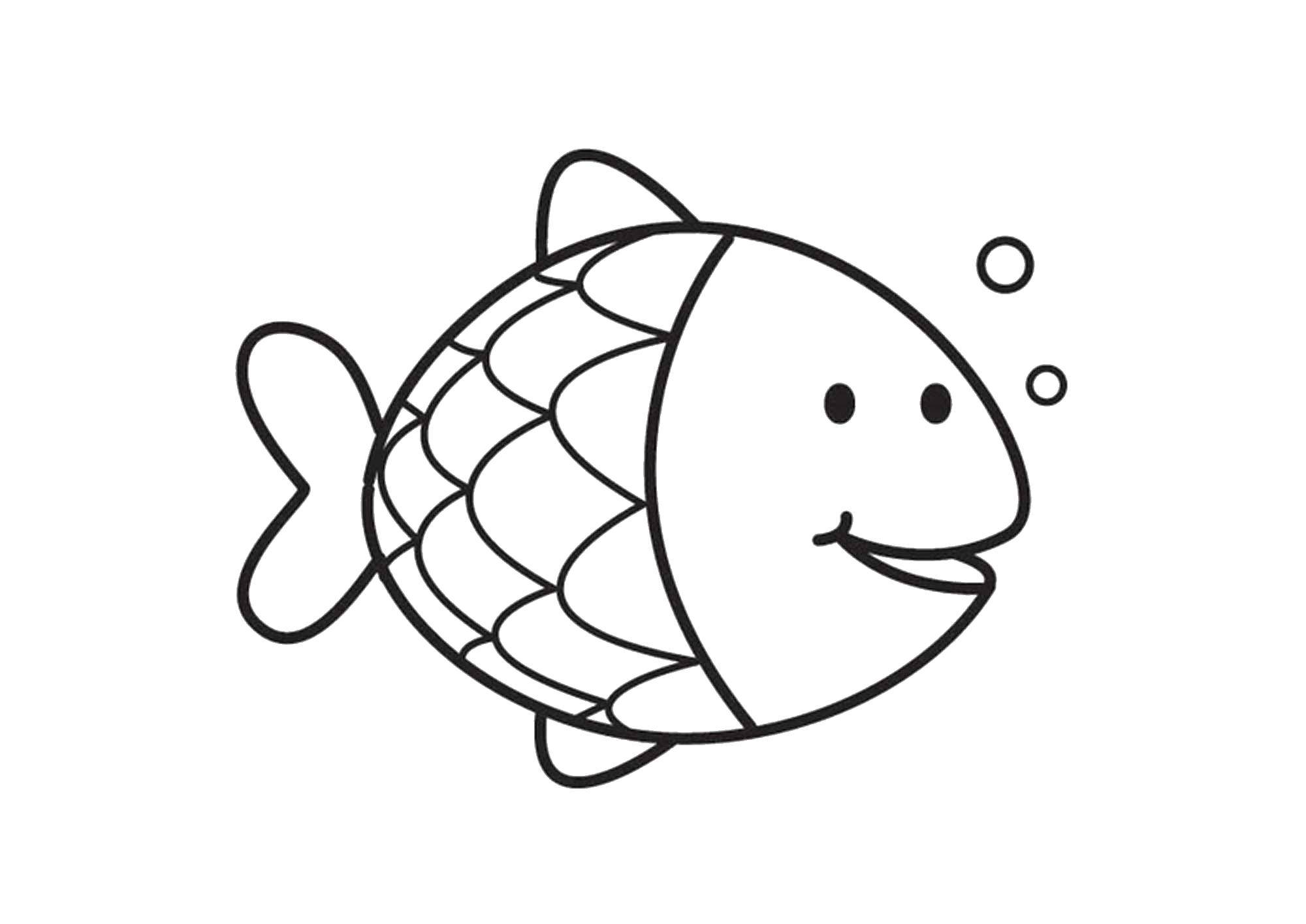 Название: Раскраска Рыбка пускает пузырьки. Категория: рыбы. Теги: Подводный мир, рыба.