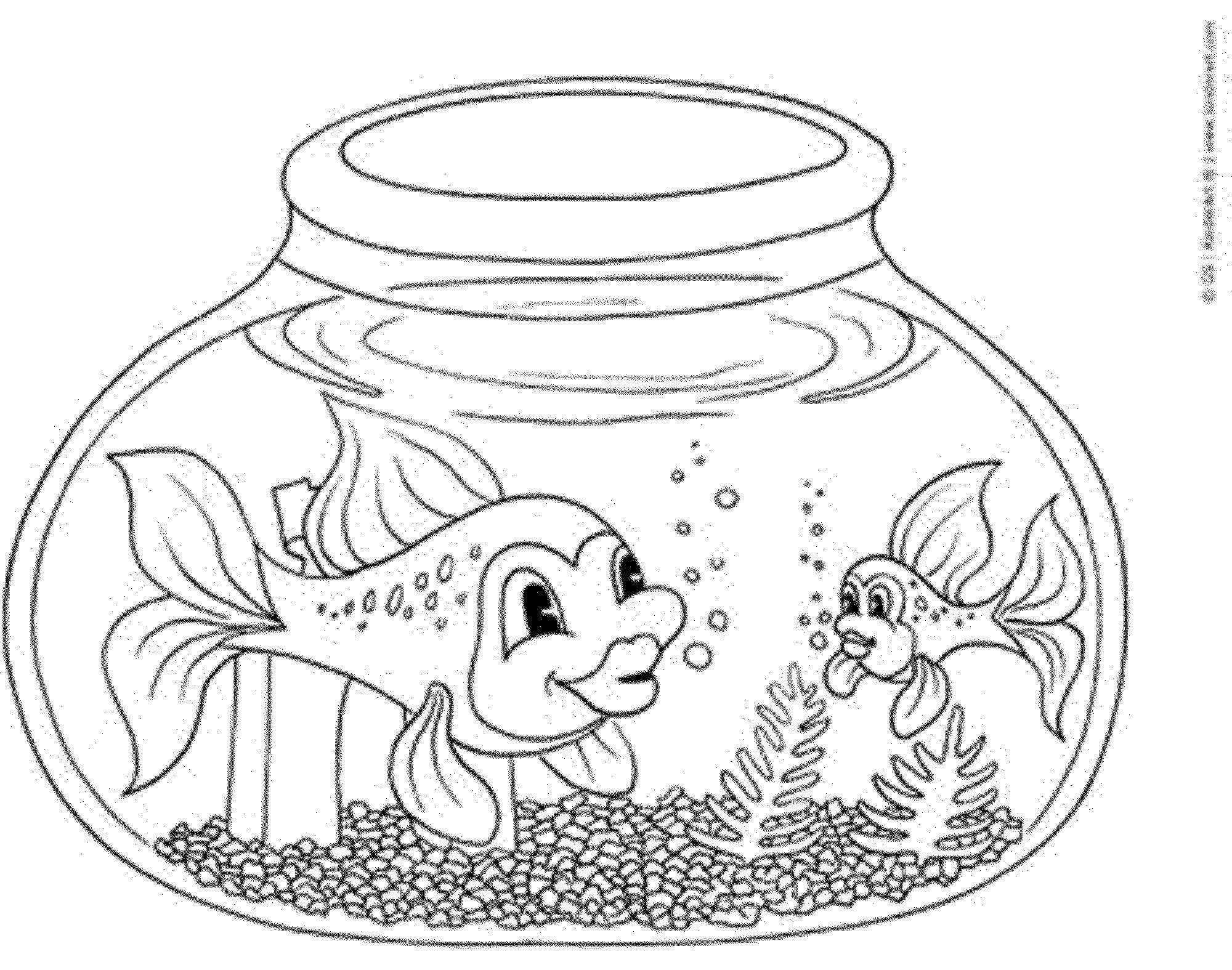 Coloring The fish in the aquarium. Category fish. Tags:  Underwater world, fish.